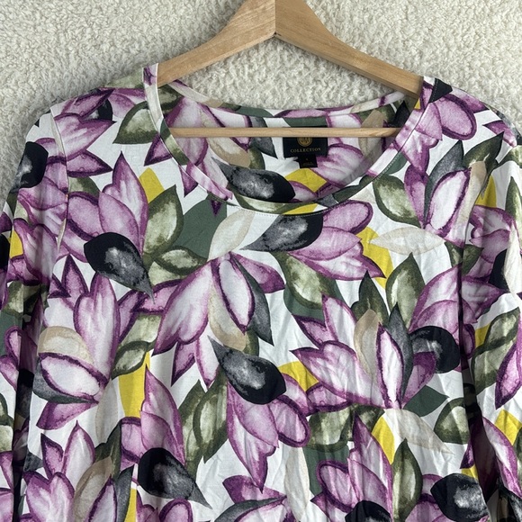 NWT JM Collection Womens White Purple Floral 3/4 Sleeve Pullover Blouse S SMALL - Picture 3 of 14
